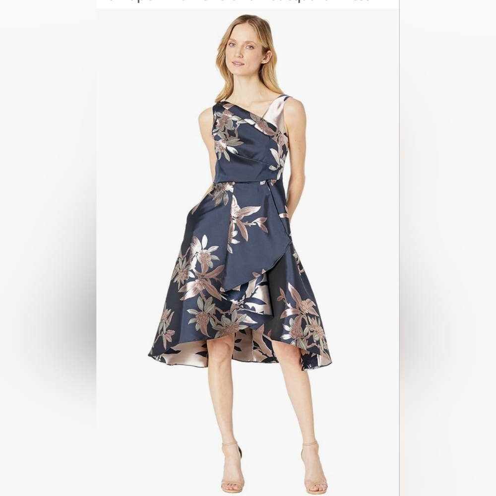 Adrianna Papell Tan Asymmetrical One Shoulder Cocktail Dress